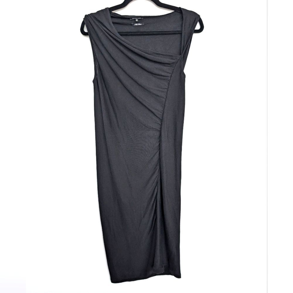 Massimo Dutti Silk Cotton Blend Dress Asymmetric Neckline Midi Sleeveless Sz M